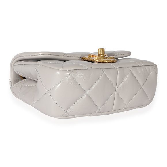 Chanel Grey Quilted Lambskin Mini Flap Bag - Picture 6 of 8